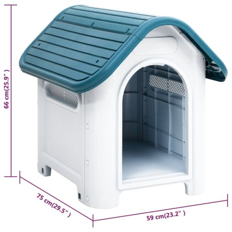 Buda Dla Psa Z Tworzywa PP – Wytrzymała, Wentylowana, 59x75x66 cm, Niebiesko-Biała Buda Dla Psa Z Tworzywa PP – Wytrzymała, Wentylowana, 59x75x66 cm, Niebiesko-Biała