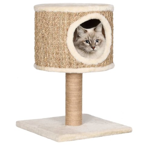 Drapak dla kota z legowiskiem i trawą morską – 52 cm, kompaktowy design Drapak dla kota z legowiskiem i trawą morską – 52 cm, kompaktowy design