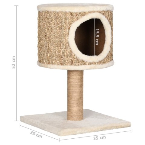 Drapak dla kota z legowiskiem i trawą morską – 52 cm, kompaktowy design Drapak dla kota z legowiskiem i trawą morską – 52 cm, kompaktowy design
