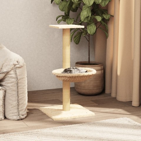 Drapak dla kota 74 cm – kremowy, słupek sizalowy, domek i hamak Drapak dla kota 74 cm – kremowy, słupek sizalowy, domek i hamak
