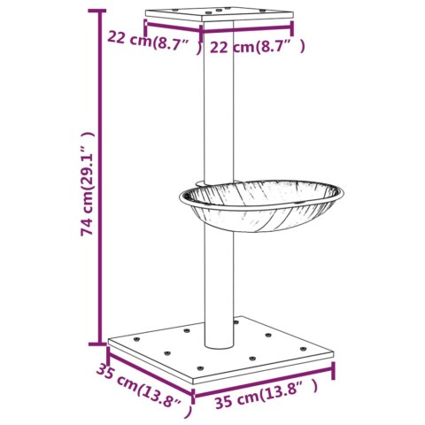 Drapak dla kota 74 cm – kremowy, słupek sizalowy, domek i hamak Drapak dla kota 74 cm – kremowy, słupek sizalowy, domek i hamak