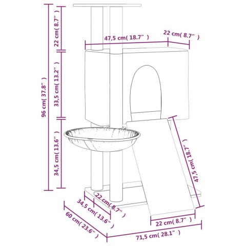 Wielofunkcyjny drapak dla kota z domkiem i hamakiem – 96 cm, kremowy Wielofunkcyjny drapak dla kota z domkiem i hamakiem – 96 cm, kremowy