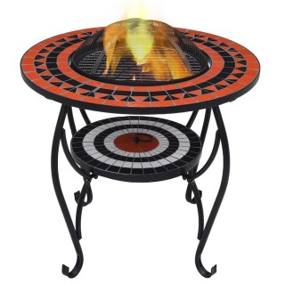 Palenisko z Grillem i Stolikiem – Ozdobna Mozaika, Czarno-Terakotowe, 68 cm
