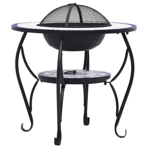 Palenisko z Grillem i Stolikiem – Ozdobna Mozaika, Niebiesko-Białe, 68 cm Palenisko z Grillem i Stolikiem – Ozdobna Mozaika, Niebiesko-Białe, 68 cm