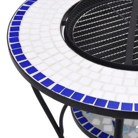 Palenisko z Grillem i Stolikiem – Ozdobna Mozaika, Niebiesko-Białe, 68 cm Palenisko z Grillem i Stolikiem – Ozdobna Mozaika, Niebiesko-Białe, 68 cm