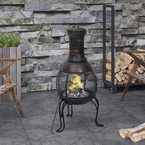 Piecyk Ogrodowy Stalowy Z Kominem i Pogrzebaczem 39x90 cm Piecyk Ogrodowy Stalowy Z Kominem i Pogrzebaczem 39x90 cm