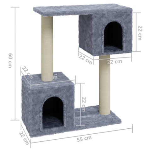 Drapak dla kota 60 cm – sizalowe słupki, domek, jasnoszary Drapak dla kota 60 cm – sizalowe słupki, domek, jasnoszary