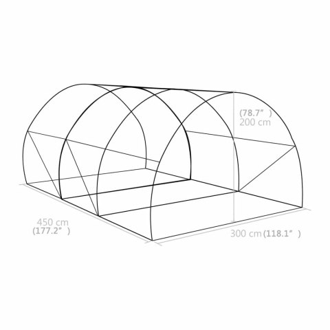 Szklarnia Ogrodowa 13,5 m 450 x 300 cm Konstrukcja z Siatki PE i Stali Szklarnia Ogrodowa 13,5 m 450 x 300 cm Konstrukcja z Siatki PE i Stali
