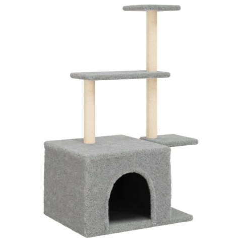 Drapak Dla Kota 110 cm – Jasnoszary z Sizalowymi Słupkami i Domkiem Drapak Dla Kota 110 cm – Jasnoszary z Sizalowymi Słupkami i Domkiem