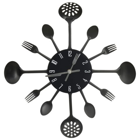 Dekoracyjny Zegar Ścienny z Sztućcami, Czarny, 40 cm Dekoracyjny Zegar Ścienny z Sztućcami, Czarny, 40 cm