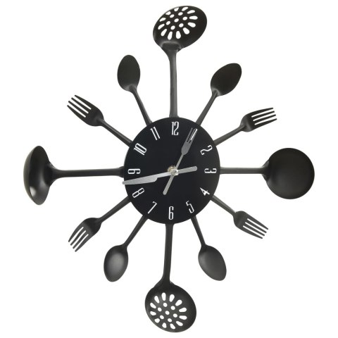 Dekoracyjny Zegar Ścienny z Sztućcami, Czarny, 40 cm Dekoracyjny Zegar Ścienny z Sztućcami, Czarny, 40 cm