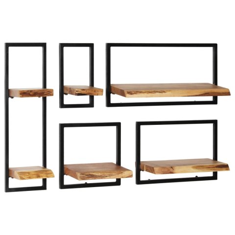 Zestaw półek ściennych w stylu LOFT, drewno - 5 szt Zestaw półek ściennych w stylu LOFT, drewno - 5 szt