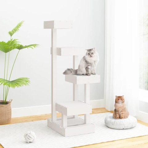 Drzewko Dla Kota – 103 cm, Białe, 4 Platformy, Lite Drewno Sosnowe Drzewko Dla Kota – 103 cm, Białe, 4 Platformy, Lite Drewno Sosnowe