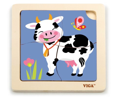 Drewniane Puzzle na podkładce Viga - Krówka Drewniane Puzzle na podkładce Viga - Krówka