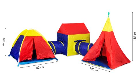 Zestaw Namiotów 5w1 dla Dzieci – Domek, Tipi, Iglo + Tunele IPLAY Zestaw Namiotów 5w1 dla Dzieci – Domek, Tipi, Iglo + Tunele IPLAY
