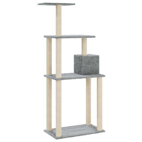 Drapak dla kota – sizalowe słupki, domek, platformy, 147 cm, jasnoszary Drapak dla kota – sizalowe słupki, domek, platformy, 147 cm, jasnoszary