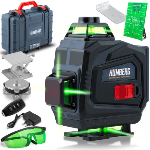 Humberg HM-170 Laser Krzyżowy 4D - Zasięg 40m, Zielony Laser+ Akcesoria Humberg HM-170 Laser Krzyżowy 4D - Zasięg 40m, Zielony Laser+ Akcesoria