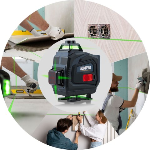 Humberg HM-170 Laser Krzyżowy 4D - Zasięg 40m, Zielony Laser+ Akcesoria Humberg HM-170 Laser Krzyżowy 4D - Zasięg 40m, Zielony Laser+ Akcesoria