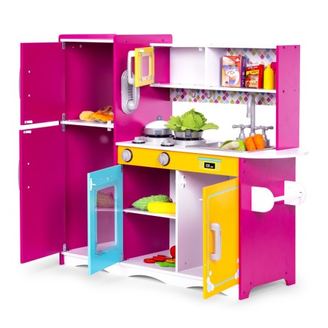 Kolorowa Drewniana Kuchnia dla Dzieci z Akcesoriami - ECOTOYS Kolorowa Drewniana Kuchnia dla Dzieci z Akcesoriami - ECOTOYS