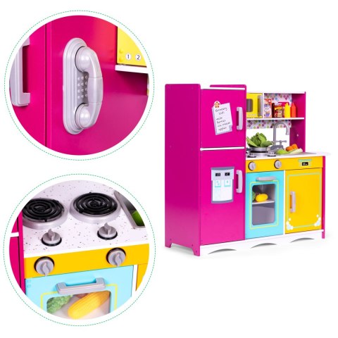 Kolorowa Drewniana Kuchnia dla Dzieci z Akcesoriami - ECOTOYS Kolorowa Drewniana Kuchnia dla Dzieci z Akcesoriami - ECOTOYS