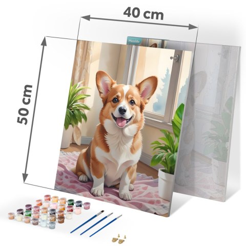 Obraz do Malowania po Numerach 40x50 cm - Pies Corgi - Massido Obraz do Malowania po Numerach 40x50 cm - Pies Corgi - Massido