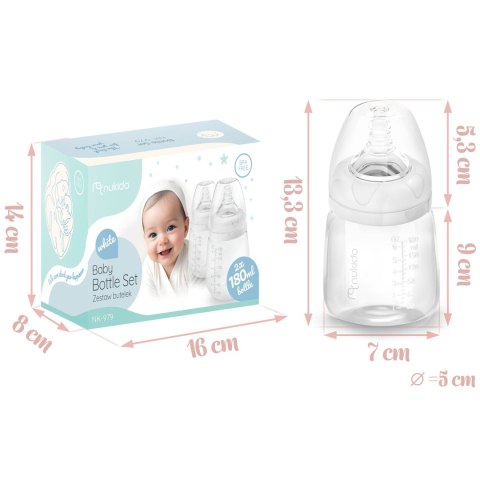Butelki Do Karmienia Nukido - 2 Sztuki, 180 ml, Dynamiczny Smoczek Butelki Do Karmienia Nukido - 2 Sztuki, 180 ml, Dynamiczny Smoczek