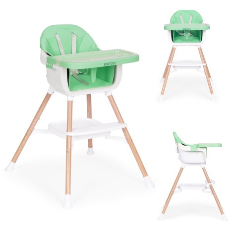 Fotelik Krzesełko Do Karmienia Dzieci 2w1 Zielony ECOTOYS – Regulowana Tacka I Pasy Bezpieczeństwa Fotelik Krzesełko Do Karmienia Dzieci 2w1 Zielony ECOTOYS – Regulowana Tacka I Pasy Bezpieczeństwa