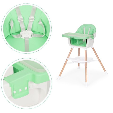 Fotelik Krzesełko Do Karmienia Dzieci 2w1 Zielony ECOTOYS – Regulowana Tacka I Pasy Bezpieczeństwa Fotelik Krzesełko Do Karmienia Dzieci 2w1 Zielony ECOTOYS – Regulowana Tacka I Pasy Bezpieczeństwa