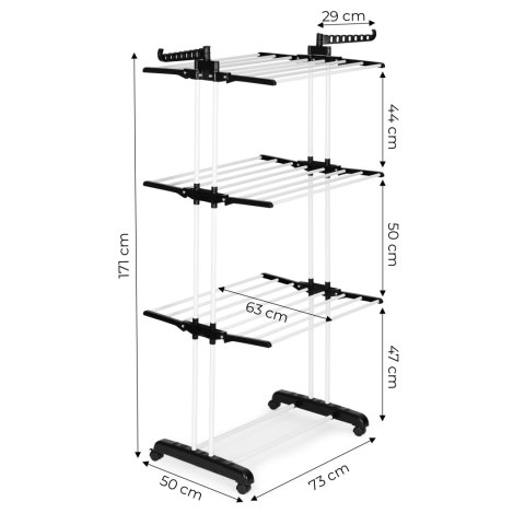 Pionowa Suszarka Na Pranie ModernHome – 6 Ramion, Składana, Z Kółkami