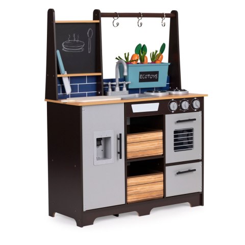 Drewniana Kuchnia ECOTOYS Z Warzywami, Tablicą i Dyspenserem Wody Drewniana Kuchnia ECOTOYS Z Warzywami, Tablicą i Dyspenserem Wody