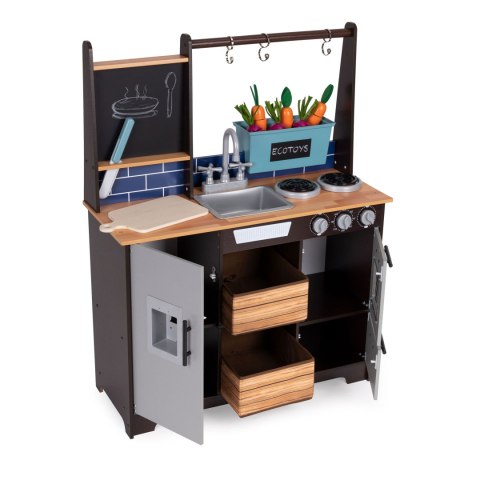 Drewniana Kuchnia ECOTOYS Z Warzywami, Tablicą i Dyspenserem Wody Drewniana Kuchnia ECOTOYS Z Warzywami, Tablicą i Dyspenserem Wody