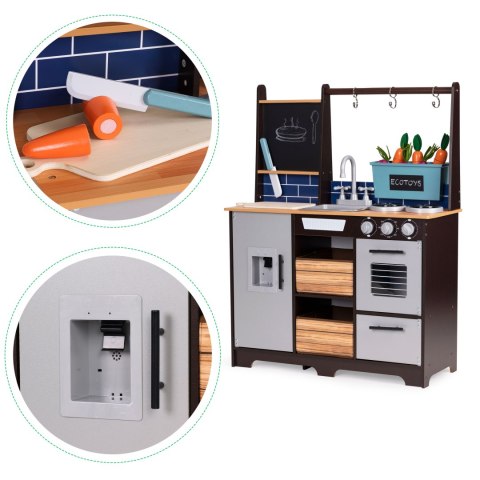 Drewniana Kuchnia ECOTOYS Z Warzywami, Tablicą i Dyspenserem Wody Drewniana Kuchnia ECOTOYS Z Warzywami, Tablicą i Dyspenserem Wody