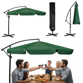 Parasol Ogrodowy z pokrowcem Plonos 350 cm 6 segmentowy Regulowany Zielony