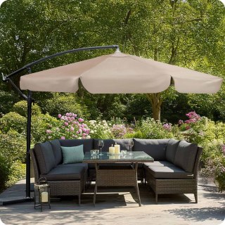 Parasol Ogrodowy z pokrowcem Plonos 350 cm 6 segmentowy Regulowany Beżowy