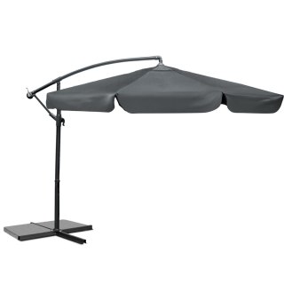 Parasol Ogrodowy z pokrowcem Plonos 350 cm 8 segmentowy Regulowany Szary