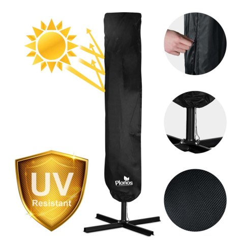 Parasol Ogrodowy z pokrowcem Plonos 350 cm 8 segmentowy Regulowany Szary Parasol Ogrodowy z pokrowcem Plonos 350 cm 8 segmentowy Regulowany Szary