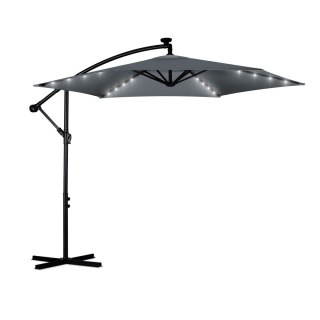 Duży Parasol Ogrodowy z Pokrowcem i lampkami LED 350 cm Plonos 6 segmentowy
