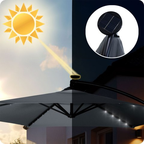 Duży Parasol Ogrodowy z Pokrowcem i lampkami LED 350 cm Plonos 6 segmentowy Duży Parasol Ogrodowy z Pokrowcem i lampkami LED 350 cm Plonos 6 segmentowy