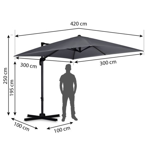 Duży Parasol Ogrodowy Plonos 360º 3x3 m + Pokrowiec – Grafitowy i Wodoodporny Duży Parasol Ogrodowy Plonos 360º 3x3 m + Pokrowiec – Grafitowy i Wodoodporny