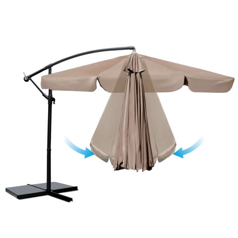 Duży Parasol Ogrodowy Plonos 350 cm + Pokrowiec 8 segmentowy Beżowy Duży Parasol Ogrodowy Plonos 350 cm + Pokrowiec 8 segmentowy Beżowy