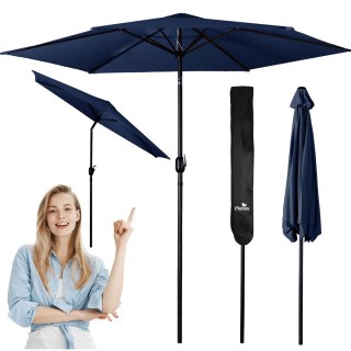 Duży Parasol Ogrodowy Plonos + Pokrowiec 300 cm – Granatowy i Wodoodporny