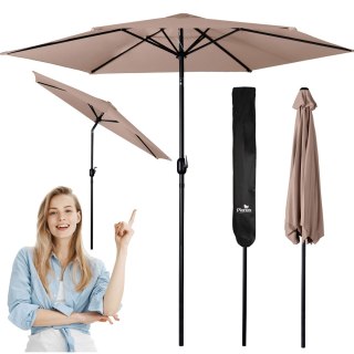 Duży Parasol Ogrodowy Plonos + Pokrowiec 300 cm – Beżowy i Wodoodporny