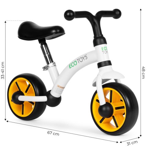 Rowerek Biegowy ECOTOYS – Regulowane Siodełko I Bezpieczna Konstrukcja - Biały Rowerek Biegowy ECOTOYS – Regulowane Siodełko I Bezpieczna Konstrukcja - Biały