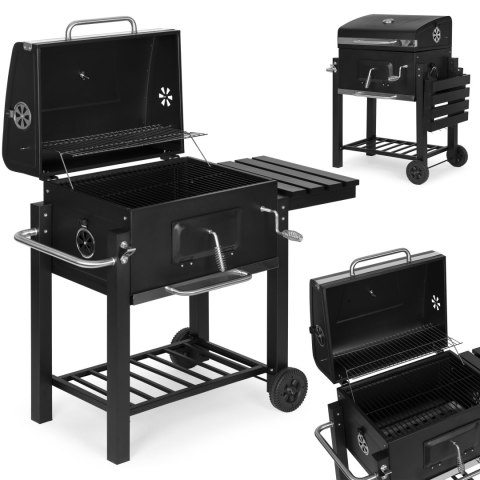 Grill Ogrodowy Z Pokrywą Antracyt Ruszt 53x34 cm Duży Metalowy Grill Ogrodowy Z Pokrywą Antracyt Ruszt 53x34 cm Duży Metalowy