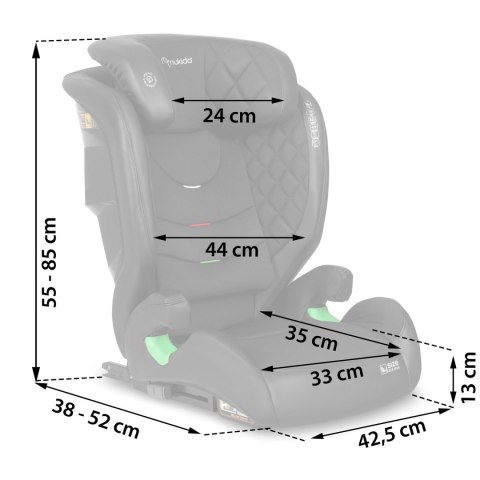 Fotelik samochodowy Nukido Louis ISOFIX i-Size (15-36 kg) - czarny Fotelik samochodowy Nukido Louis ISOFIX i-Size (15-36 kg) - czarny