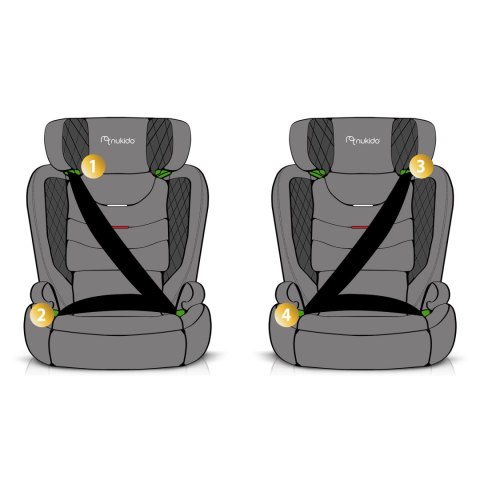 Fotelik samochodowy Nukido Louis ISOFIX i-Size (15-36 kg) - czarny Fotelik samochodowy Nukido Louis ISOFIX i-Size (15-36 kg) - czarny