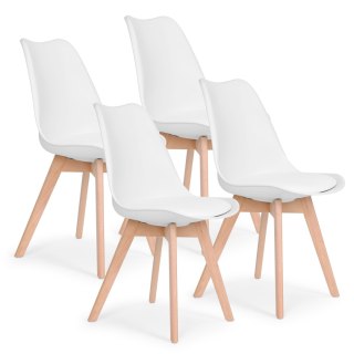 Komplet 4 Krzeseł Skandynawskich ModernHome - Drewno Bukowe, Ekoskóra