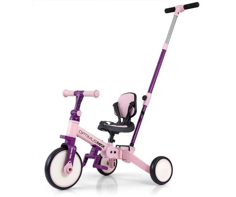 Milly Mally Optimus Max Rowerek 5w1 Trójkołowy Biegowy Z Rączką Pink Milly Mally Optimus Max Rowerek 5w1 Trójkołowy Biegowy Z Rączką Pink