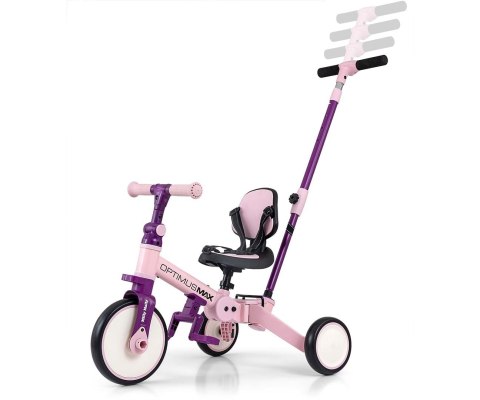 Milly Mally Optimus Max Rowerek 5w1 Trójkołowy Biegowy Z Rączką Pink Milly Mally Optimus Max Rowerek 5w1 Trójkołowy Biegowy Z Rączką Pink