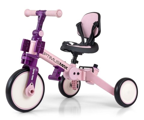 Milly Mally Optimus Max Rowerek 5w1 Trójkołowy Biegowy Z Rączką Pink Milly Mally Optimus Max Rowerek 5w1 Trójkołowy Biegowy Z Rączką Pink